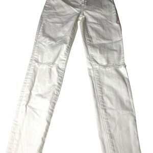 American Eagle Womens White Super Stretch Distressed Jeans 0